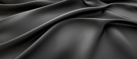 Obraz premium Dark Elegance: Smooth, luxurious black satin fabric gracefully draped, creating a sophisticated and dramatic backdrop. A perfect representation of elegance and mystery.