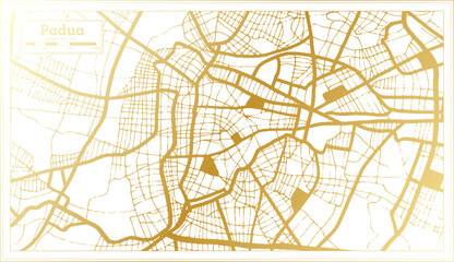 Padua Italy City Map in golden Colors in Retro Style. Outline Map.
