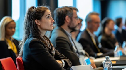 Obraz premium International business meeting with diverse participants, focusing on strategic dialogue in a modern setting