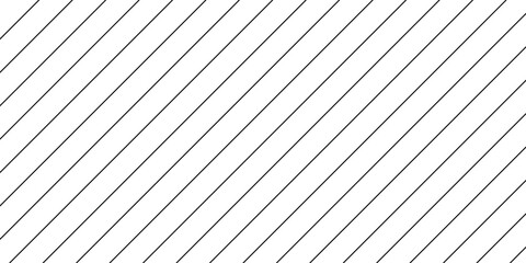Diagonal thin black lines abstract on white background. Seamless surface pattern design with linear ornament. Angled straight stripes motif. Slanted pinstripe. Striped digital paper for print. Vector.
