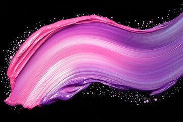 Abstract Thick Acrylic Oil Paint Brushstroke in Pink and Purple on Transparent Background, Isolated...