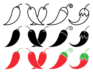 Chili icon vector collection pack