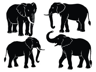 set of elephant silhouette vector illustration