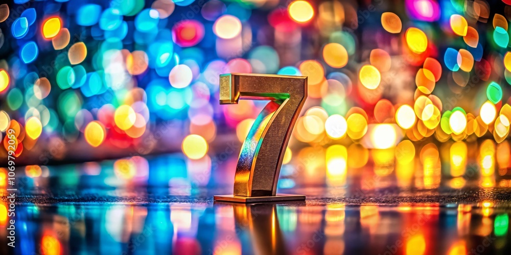 Poster stunning high depth of field image featuring the digit seven in a creative composition with vibrant 