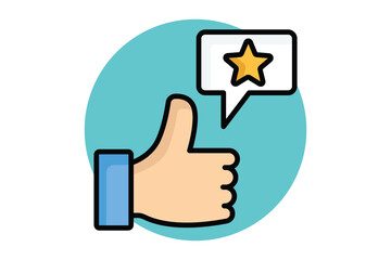 Appreciation icon. colored outline icon style. thumb with chat and star. icon related to motivation. success elements vector illustration