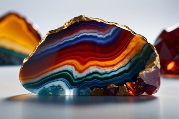 Fototapeta premium agate mine,marble,light,blue,red,yellow,white,green,purple,realistic,detailed,elaborate
