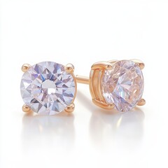 Rose Gold Cubic Zirconia Stud Earrings 
