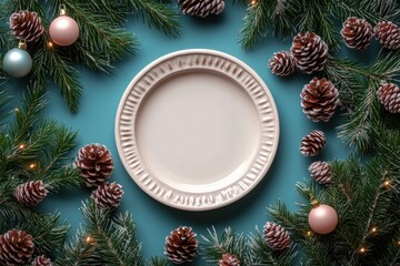 Elegant Christmas plate with festive decor