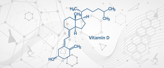 Structural chemical formula of vitamin D. Vitamin D is essential for the bones and teeth, brain health, etc.