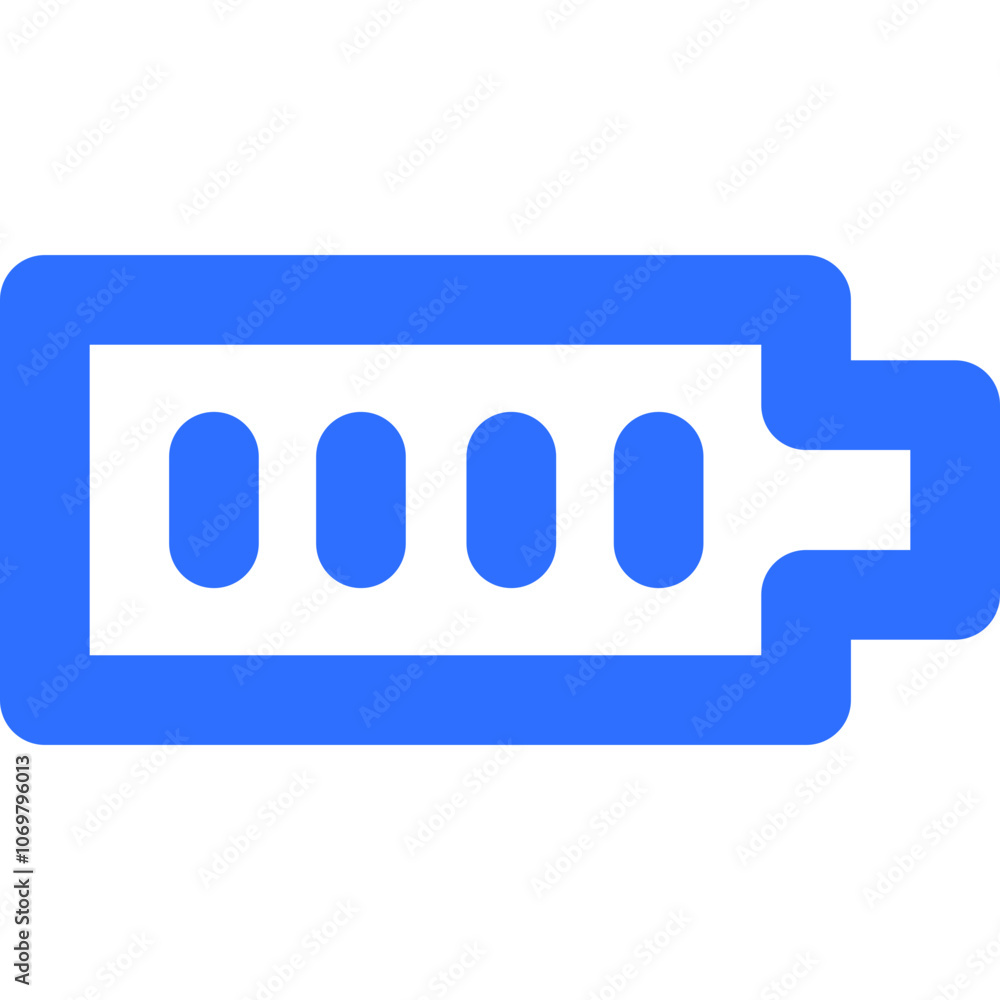 Poster blue battery icon symbolizing charging status displayed on a digital screen in a modern tech environ