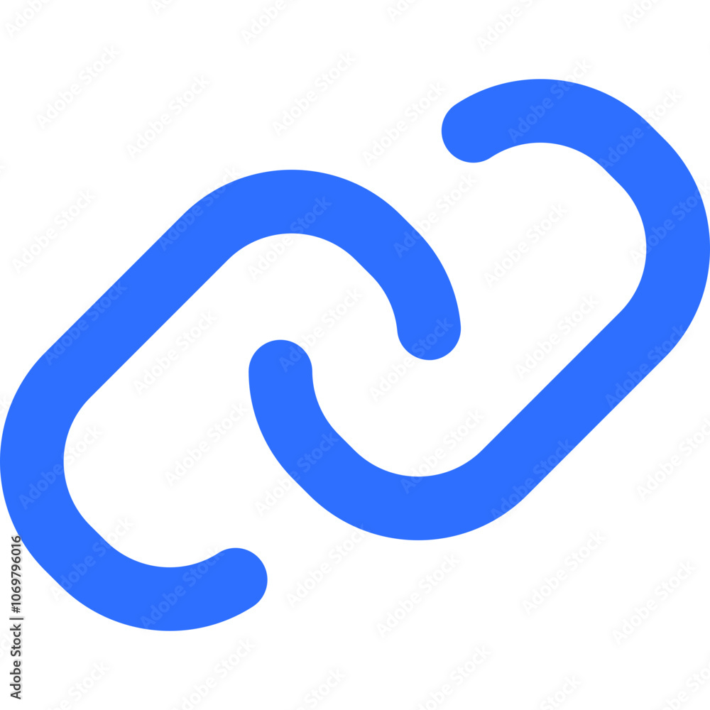 Poster a blue link symbol representing connectivity and digital interaction in a modern design context