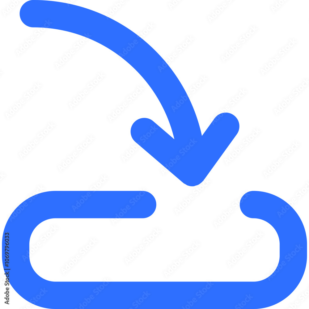 Poster blue download arrow symbol indicating file transfer action on a digital platform for quick access to