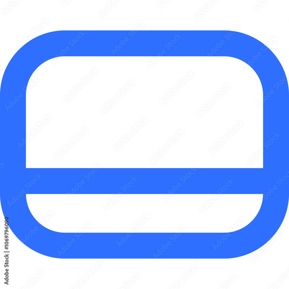 Poster modern blue logo design featuring a rounded rectangle shape and horizontal line, symbolizing simplic