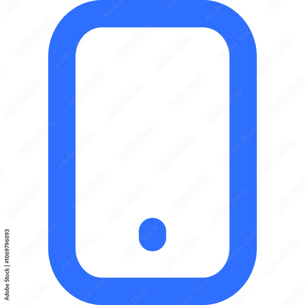 Poster a bright blue outline of a smartphone with a simple design against a plain background showcasing min
