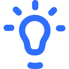Bright Blue Light Bulb Icon Symbolizing Ideas and Innovation Against a White Background in a Minimalist Design