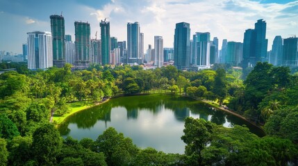 Fototapeta premium International sustainable urbanism forum bringing together industry experts and thought leaders discussing innovative green infrastructure solutions and eco-conscious city planning strategies