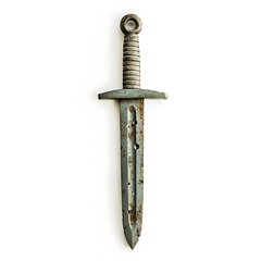 Rusty Dagger Isolated on White Background.