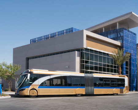 LAS VEGAS, NEVADA, USA - JUNE 04, 2013:  Las Vegas Strip and Downtown Express bus (SDX) at Bonneville Transit Center 