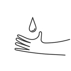 liquid drop in the palm hand symbol for dermatology tested icon in doodle hand drawing style