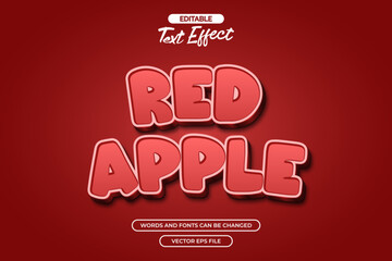 Red apple editable text effect with red background
