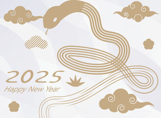 年賀状 2025 巳年 蛇 金 背景