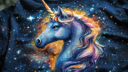 Cosmic Unicorn Galaxy Print T Shirt Design Magical Fantasy Apparel
