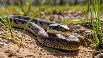 Fototapeta premium Grace in the Sun: The Louisiana Pine Snake in Serene Surroundings
