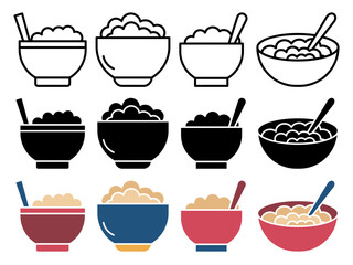 Cereal icon collection on white background