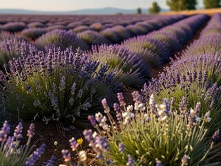 Naklejka premium field of flowers,field of lavender,lavender field region,flowers in the garden