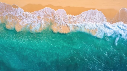 Gardinen Serene Waves Lapping on Golden Sandy Beach © Matcha_09