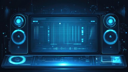 Fototapeta premium Futuristic Digital Interface with Sound Waves