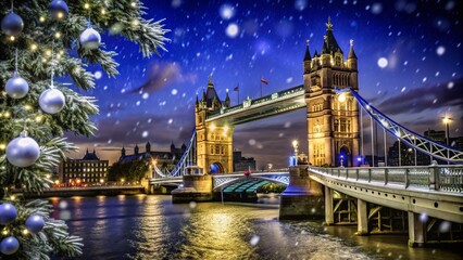 Obraz premium Tranquil Winter Wonderland: Snow-Covered Streets and Iconic Landmarks of London, England Captured in Magical White Serenity, Inviting a Sense of Peace and Nostalgia