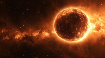 Fiery Planet Cosmic Nebula Space Background Astronomy Image