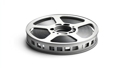 Obraz premium Classic Film Reel on White Background