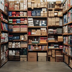 Organized Warehouse Storage Boxes Books Inventory Management