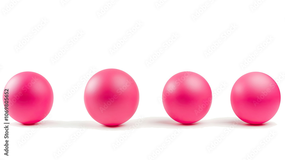 Poster pink matte balls in various sizes on a clear background generative ai