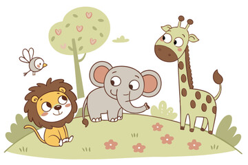 Obraz premium whimsical cartoon animal illustration