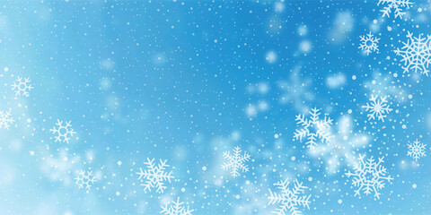 Fototapeta premium Winter sky, snowflakes and snowfall, winter vector background 