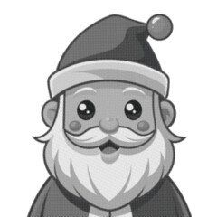 Vector drawing of Santa Claus, cartoon Christmas character, halftone dots, fading dot effect, isolated on a white background	
