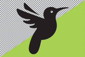 A clean black silhouette of an hummingbird