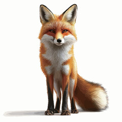 Fototapeta premium Red fox on a white background. 3D rendered Illustration. 