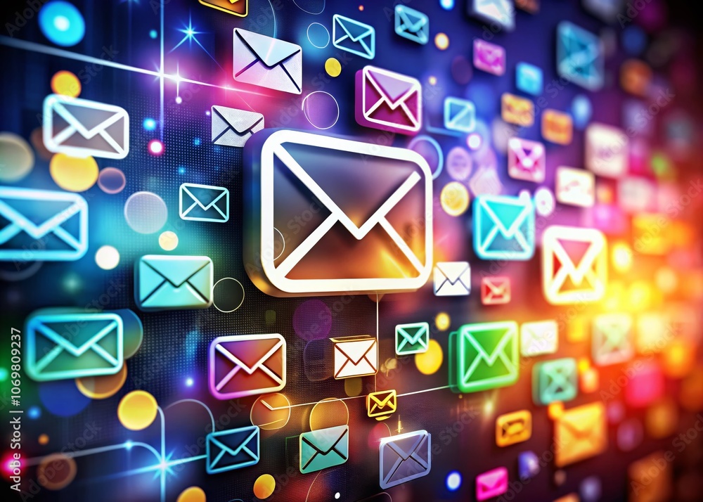 Aufkleber vibrant collection of email symbol icons set for digital communication and marketing use - high dept