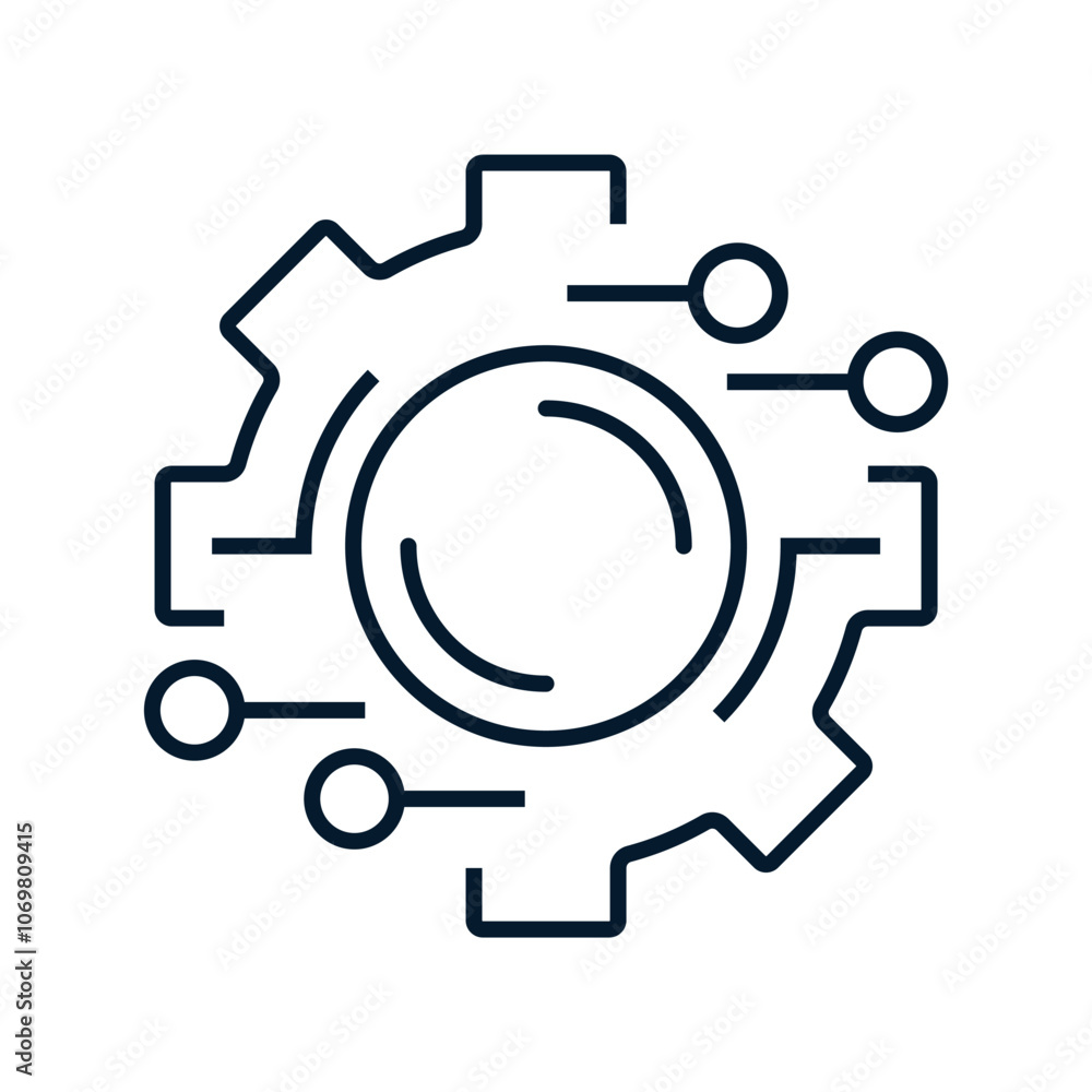 Poster the concept of implementing systems for software automation of processes. vector icon isolated on wh