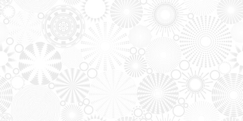 Circle geometric shapes, seamless pattern, set of circles of different textures, light gray, vector design