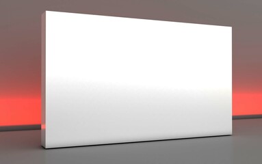 3D exhibition stand. White empty geometric square. White blank promotion.  Presentation event room display. Blank wall. Blank mock-up box product isolated. Mockup for press wall, pop up. Template