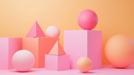 Pastel geometric shapes on a gradient background, perfect for minimalist and contemporary designs