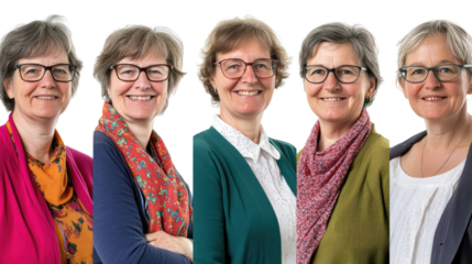 Teachers Wearing Glasses Smiling Joyfully on a Transparent Background Generative AI