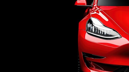 Striking Red Car Against a Black Background in Dramatic Lighting