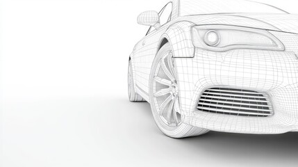 Detailed Wireframe Model of a Modern Luxury Car Design