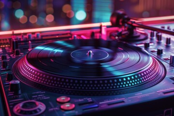 Music Background DJ Night Club Deejay Record Player Retro